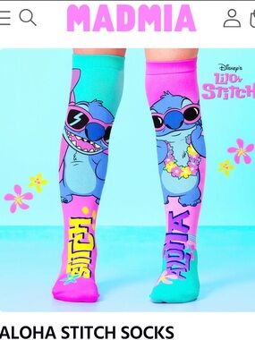 Madmia  Aloha Stitch Kids Knee-High Socks - Pink & Teal